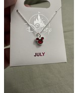 Disney Parks Mickey Mouse Faux Ruby July Birthstone Necklace Silver Colo... - £25.88 GBP