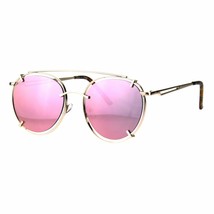 Pink Mirrored Lens Sunglasses Vintage Retro Fashion Round Aviator UV 400 - £10.36 GBP