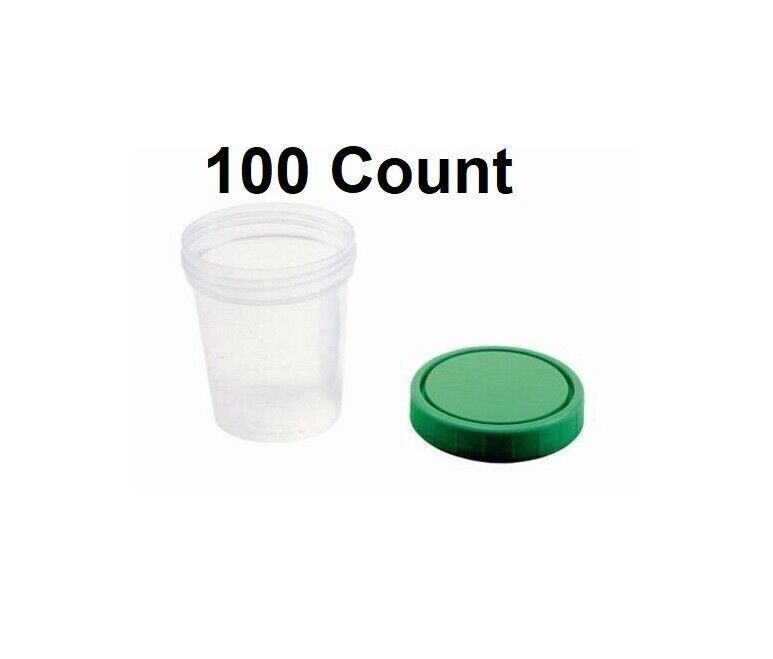 100 Pack Plastic Specimen Collection Cups With Screw On Lid 120 mL (4 oz.) - $36.61
