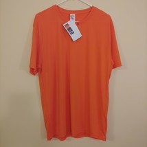 Gildan t shirt Mens Size L Orange 100% Polyester Short Sleeve 42&quot;Chest 30&quot;L - $11.01