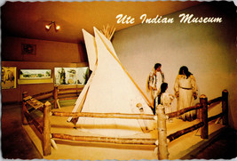 Vtg Postcard UTE Indian Museum Montrose Colorado Tepee and Family - £5.23 GBP