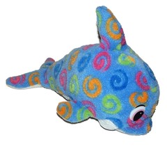 Goffa International Blue Orange Green Pink Swirl Multi Color Dolphin Plush 14 in - £19.68 GBP