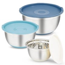 COOK WITH COLOR Mixing Bowls with Airtight Lids - 6 piece Stainless Stee... - £28.76 GBP