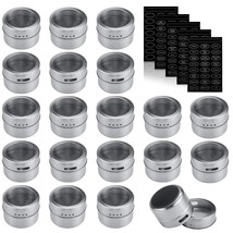 20 Pack Stainless Steel Magnetic Spice Tins, Storage Spice Containers, Clear Top - £35.15 GBP