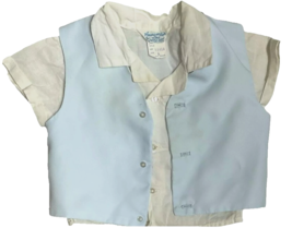 1960's Baby Boy Christening Outfit Blue & White With Diaper Cover - Size NB image 3