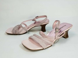 Hillard &amp; Hanson Maddi Pink Leather Strappy Sandal Stacked Heels Women Size 6M - £21.69 GBP