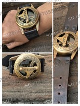 Antique Vintage Solid Brass Wrist Sundial Compass Watch &amp; Custom Engraved Gift - £18.09 GBP+