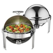 VEVOR Roll Top Chafing Dish Buffet Set, 6 Qt 2 Pack, Stainless Steel Cha... - $267.99