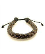 NATURAL LEATHER BRACELET Black Braid Cord Hemp Men Women Braided Adjusta... - $4.14 CAD