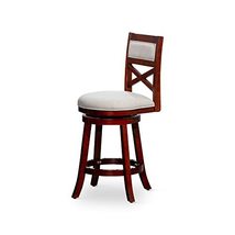 DTY Indoor Living Meeker X Back Fabric Swivel Stool, 24 Counter Height, Cherry  - £90.78 GBP+