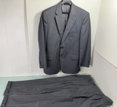 Jos A Bank Men 2 pc Suit Blazer 44R Pants 39X30 Silk Wool Gray 2 Button - $59.37