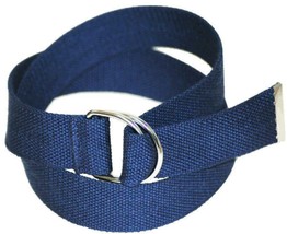 150- LADIES NAVY BLUE CANVAS BELT WITH DOUBLE &quot;D&quot; RING BUCKLE &amp; FREE US ... - £8.44 GBP