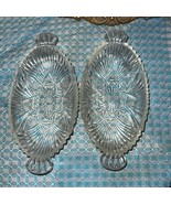 FERN OVAL CLEAR GLASS TAB HANDLE RELISH CANDY NUT TRINKET DISH Mid Century - $372.53 MXN