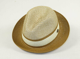 Men's Bently Semi Crushable Fedora Briad Straw Hat Dante DA224 Ivory Cognac image 2