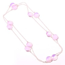 Pink Milky Opal Handmade Black Friday Gift Necklace Jewelry 36" SA 5210 - £3.98 GBP