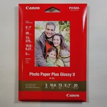 New Genuine Canon Photo Paper Plus Glossy II  5"x7" 20 Sheets PP-201 73 Lbs - $6.85