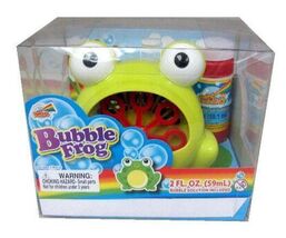 GREEN FROG BUBBLE BLOWER MACHINE blowing bubble battery operated with so... - $17.75