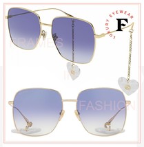 GUCCI 1031 Gold Lilac Chain Pearl Heart Pendant 004 Sunglasses GG1031S Authentic - £388.46 GBP
