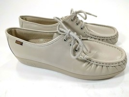 SAS Ivory Leather Comfort Women&#39;s Size US 9.5 N Moc Toe Lace Up Shoes - $33.66
