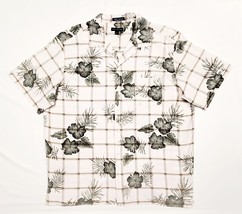 John Ashford XL Beige Green &amp; Gray Tropical Hawaiian Leaves Floral S/S Shirt 48&quot; - £10.31 GBP