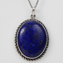 Solid 925 Sterling Silver Lapis Lazuli Pendant Necklace Women PSV-1080 - £35.80 GBP+