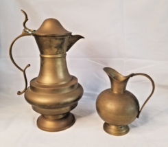 Antique Copper Large 9&quot; Tea Pot and 5&quot; Water Pitcher : - £71.28 GBP