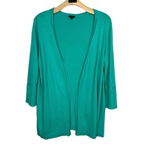 Talbots Sweater Womens 2X Green Cardigan 3/4 Slit Sleeve Open Front Casual Plus - £23.47 GBP