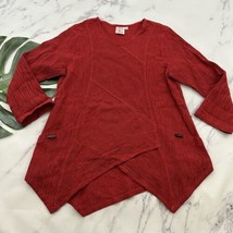 Mill Valley Clothing Co Womens Tunic Top Size M Red Black Stripe Lagenlo... - $33.65