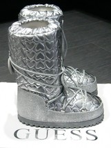 GUESS Silver Sparkle LUGANO Snow Winter MOON Boots Junior Size 5 NEW in BOX - £55.94 GBP