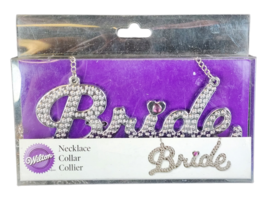 Wilton Bride Necklace Bachelorette Favor Silver with Rhinestones Sparkly - £5.51 GBP