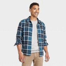 Men&#39;S Knit Shirt Jacket - Blue Plaid L - $22.99
