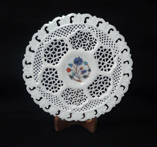 8&quot; White Marble Plate Pietra Dura Fine Grill Inlay Handmade Home Kitchen... - $280.82