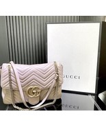 Pre-Owned GUCCI GG Marmont Large Chain Shoulder Bag Dusty Pink Matelassé... - £1,647.41 GBP