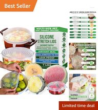 Dishwasher Safe Transparent Silicone Stretch Lids - 7 Pack for Kitchen F... - $37.57