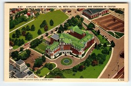 Airplane View Roanoke Virginia Postcard Linen Unused Hotel Grounds In Ce... - £8.73 GBP