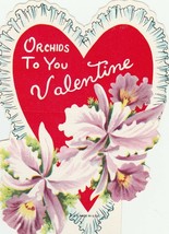 Vintage Valentine Card Orchids Die Cut for Child 1950s - £5.42 GBP