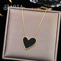 European and American Sexy Black Peach Heart Pendant Stainless steel Necklace Gi - £12.47 GBP