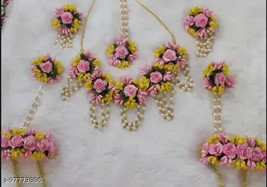 Flower Designer Jewellery Set For Women And Girls {Mehandi, Haldi, Bridal, Baby - £18.60 GBP