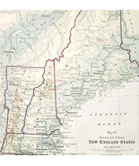 1916 Map New England States Physical Political Maine NH Mass CT RI Vermo... - $29.99