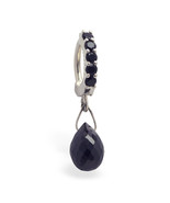 Sterling Silver Belly Ring Pave Set with 5 Jet Black CZs and a Jet Black... - £50.93 GBP