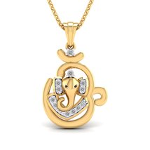 SwaraEcom 14K Yellow Gold Plated Round Cut Cubic Zirconia Ganesha Elephant God O - £36.95 GBP