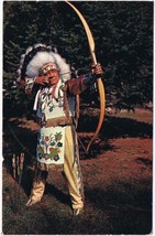 Postcard An Old Indian Skill Chief In Native Dre3ss Bow &amp; Arrow - £3.15 GBP