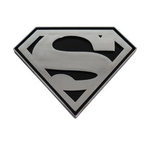 Superman Chrome and Black Symbol Car Emblem Silver - £10.37 GBP