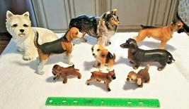 9 Vtg Dog Figurines Bone China Ceramic Porcelain Dachshund Terrier Collie Etc.. - £100.75 GBP