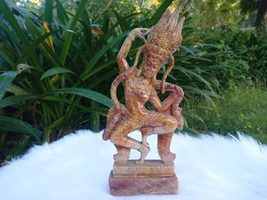 Antique Khmer Gods Soap stone handmade Meditative Buddha Garden Decoration - £389.09 GBP