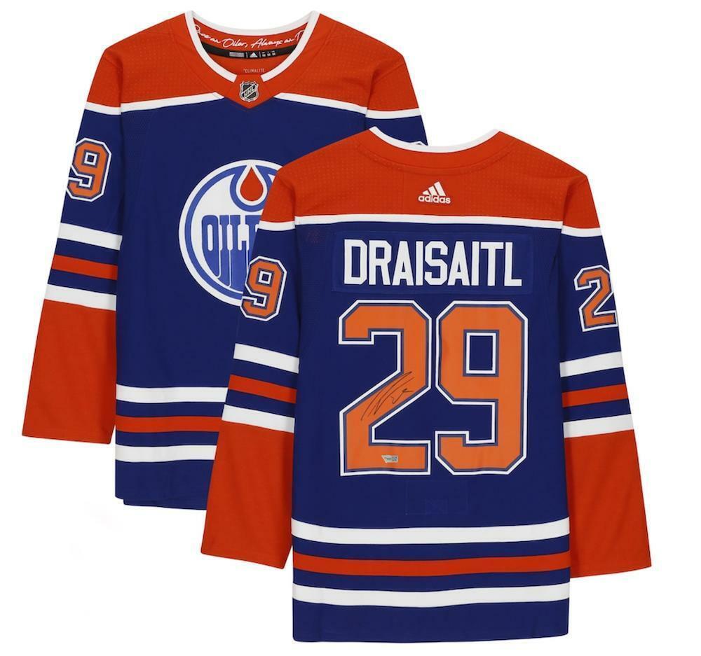Primary image for LEON DRAISAITL Autographed Edmonton Oilers Authentic Royal Alt. Jersey FANATICS