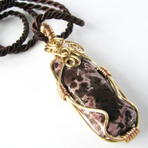 Wire wrapped rhodonite pendant Necklace casual Fashion Jewelry For women - £17.73 GBP