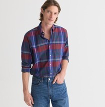 J Crew Men Blue Red Plaid Secret Wash Cotton Long Sleeve Slim Button Shirt M L - $39.99