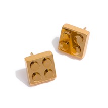 Stainless Steel Cube Stud Earrings Statement Geometric Unusual Earrings Waterpro - £12.23 GBP
