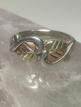 Black Hills Gold ring size 4.5 leaf band floral pinky sterling silver women girl - £62.51 GBP